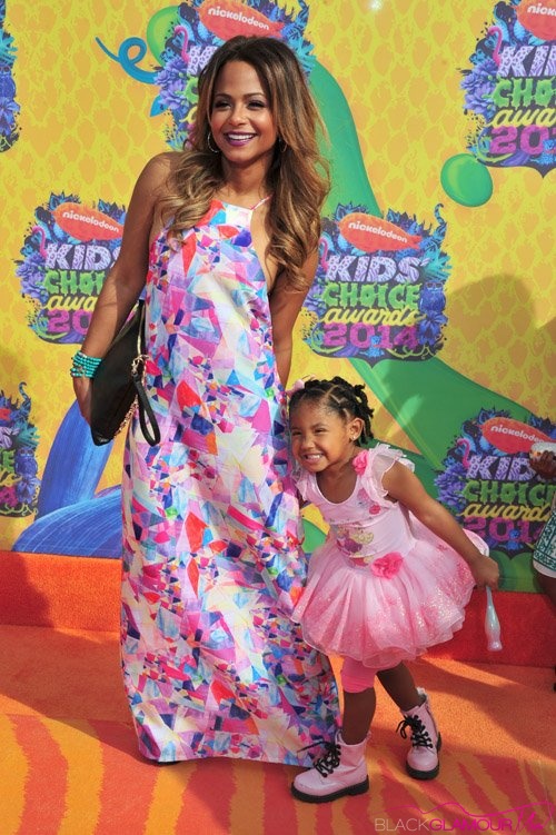 Christina Milian with Daughter at Kids' Choice Awards