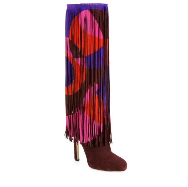 Brian Atwood Lindy Fringed Suede Boots