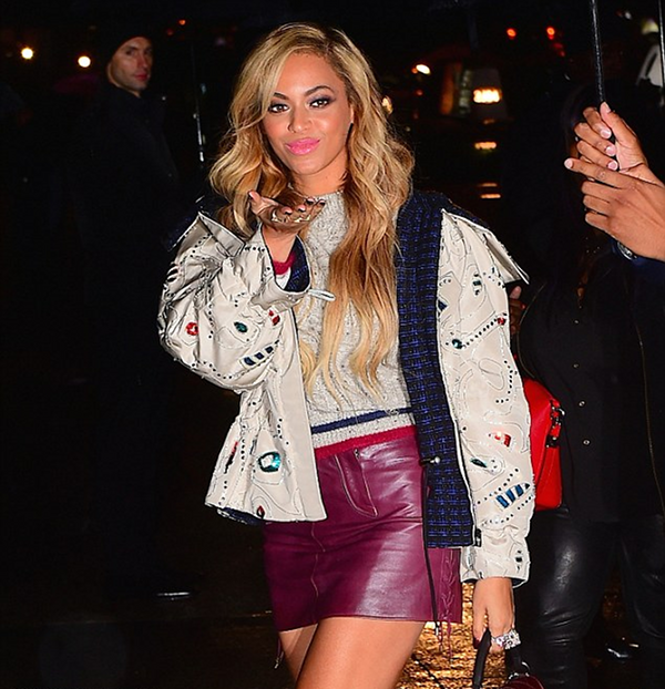 Beyonce Rocks Chanel Leather Mini at The Chanel Paris-Salzburg NY Show