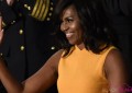 First Lady Michelle Obama Glams It Out in Marigold Narcisco Rodriguez Dress